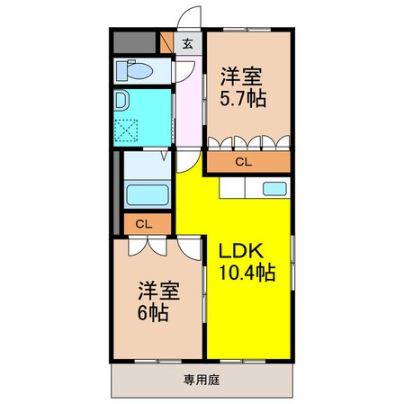 岩松駅 徒歩20分 1階の物件間取画像